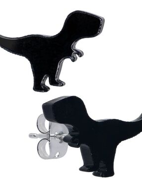 Black Acrylic Tyrannosaurus Rex Dinosaur Stud Earrings